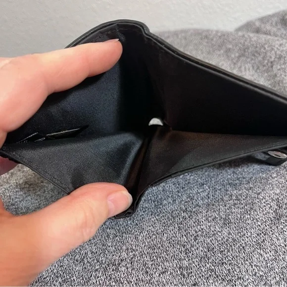 Unisex Black Bi-fold Wallet Faux Leather coin Purse multiple Card Holders + ID - Picture 5 of 15